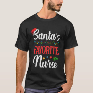 Santa'S Favourite Nurse Christmas Light Hospital N T-Shirt