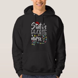 Santa's Favourite Nurse Christmas lights Santa Xma Hoodie