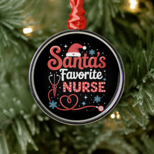 Santa's Favourite Nurse Christmas Metal Tree Decoration