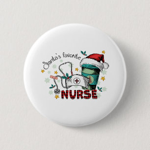 Santa's Favourite Nurse Christmas Mum Nurse 6 Cm Round Badge