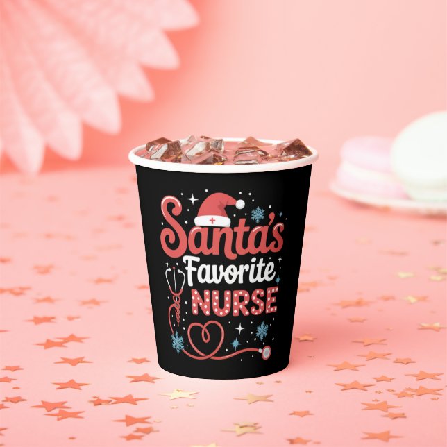 Santa's Favourite Nurse Christmas  Paper Cups (Insitu)