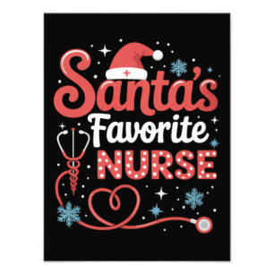 Santa's Favourite Nurse Christmas  Photo Print
