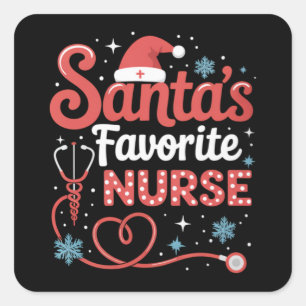 Santa's Favourite Nurse Christmas Square Sticker