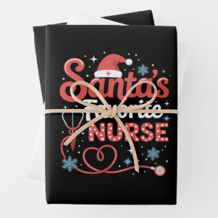 Santa's Favourite Nurse Christmas  Wrapping Paper Sheet