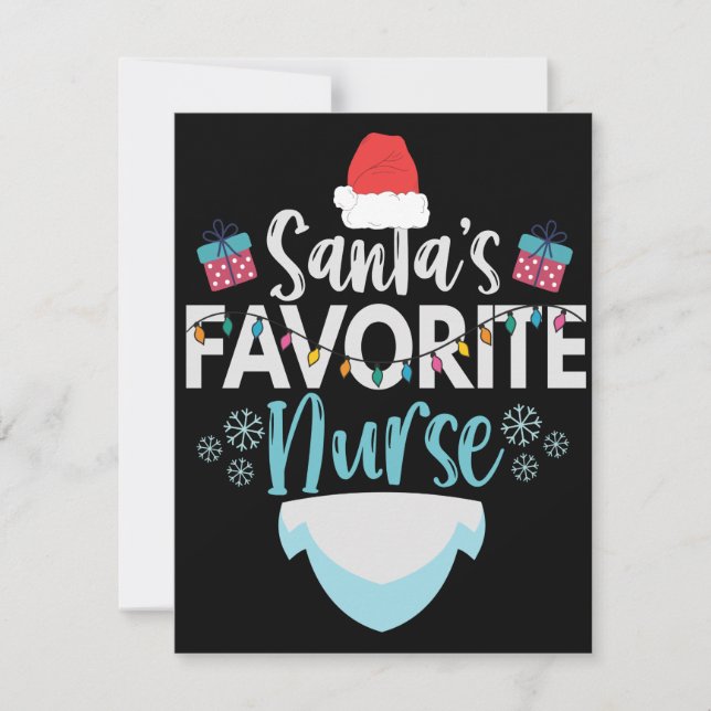 Santa's Favourite Nurse Funny Christmas Nursing Card (Front)
