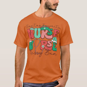 Santas Favourite Nurse Messy bun T-Shirt