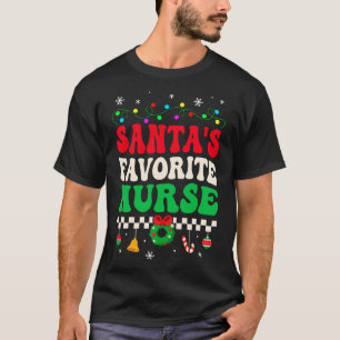 Santas Favourite Nurse Retro Christmas T-Shirt