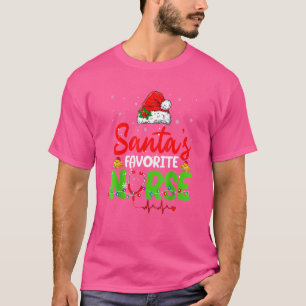 Santa's-Favourite Nurse Xmas Light Santa Hat Chris T-Shirt