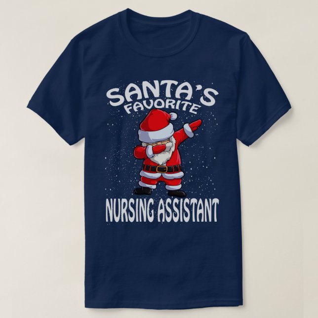 Santas Favourite Nursing Assistant Christmas T-Shirt (Design Front)