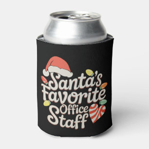Santa's Favourite Office Staff Christmas Lights Can Cooler