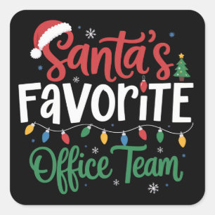 Santa's Favourite Office Team Christmas Funny Work Square Sticker