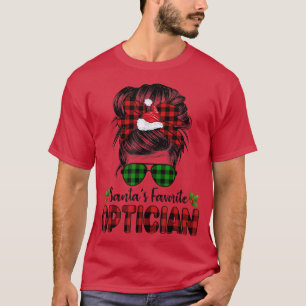 Santas Favourite Optician Red Plaid Funny Santa Ch T-Shirt