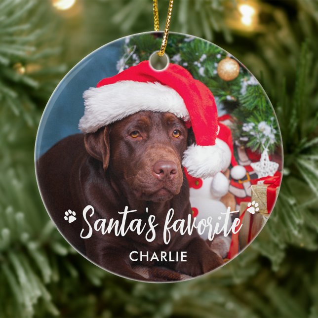Santa's Favourite Pet Puppy Dog Photo Christmas    Ceramic Tree Decoration (Creator Uploaded)