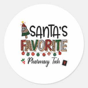 Santas Favourite Pharmacy Tech Funny Christmas Nur Classic Round Sticker