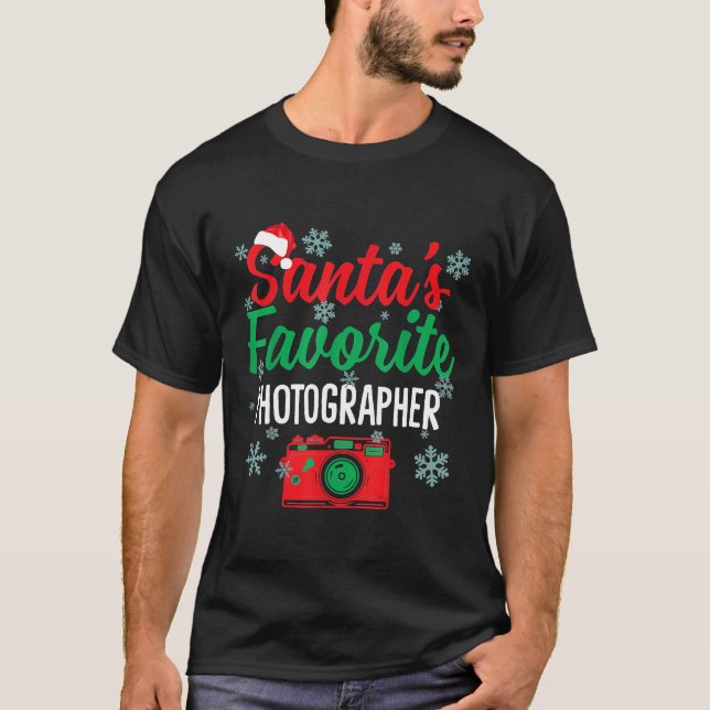 Santa's Favourite Photographer Funny Christmas Pho T-Shirt (Front)