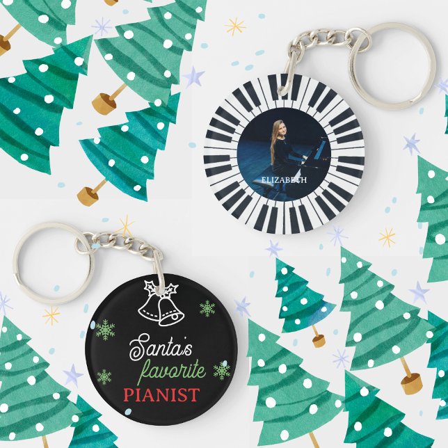 Santa's Favourite Pianist Photo Piano Key Black Ring (Creator Uploaded)