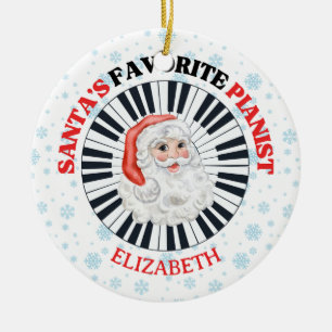 Santa's Favourite Pianist Piano Santa Claus  Ceramic Tree Decoration