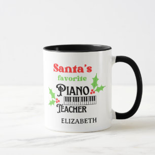 Santa's Favourite Piano Teacher Musician Christmas Mug