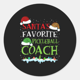 Santa's favourite pickleball coach fun christmas classic round sticker