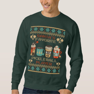 Santa's Favourite Pickleball Player Retro Hot Coco Sweatshirt