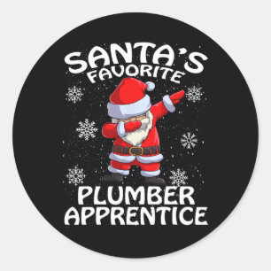 Santa's Favourite Plumber Apprentice Christmas Classic Round Sticker