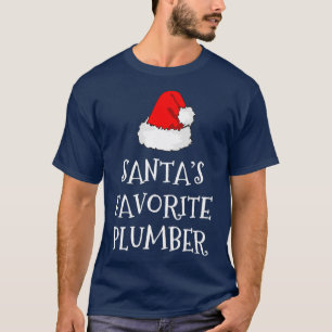 Santas Favourite Plumber Christmas Funny Gift T-Shirt