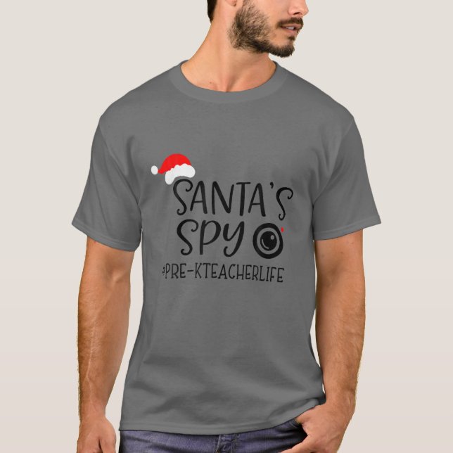 Santa's Favourite Pre-K Teacher Life Christmas San T-Shirt (Front)