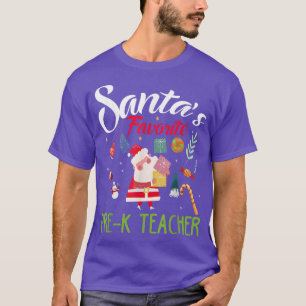Santas Favourite PreK Teacher Christmas Santa Hat T-Shirt
