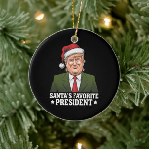 Santa's Favourite President Funny Trump Christmas Ceramic Tree Decoration