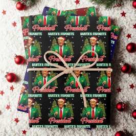 Santa's Favourite President | Trump Christmas Gift Wrapping Paper Sheet