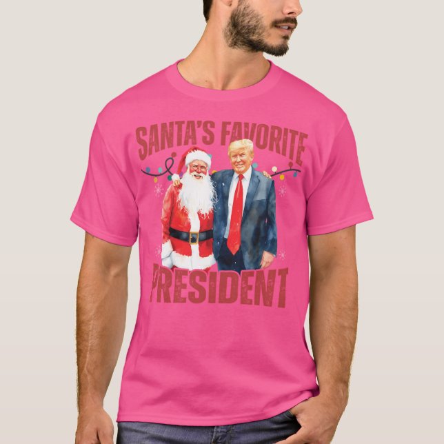 Santa'S Favourite President Trump Christmas Santa T-Shirt (Front)