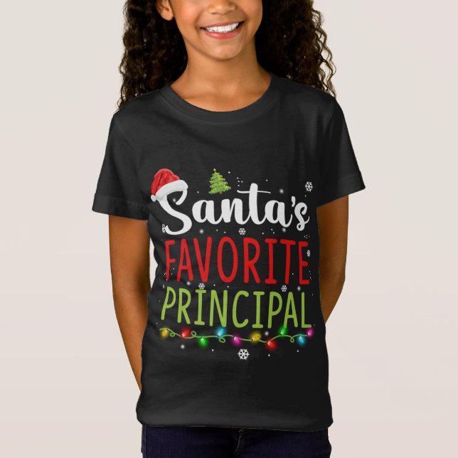 Santas Favourite Principal Christmas Pajama Santa  T-Shirt (Front)