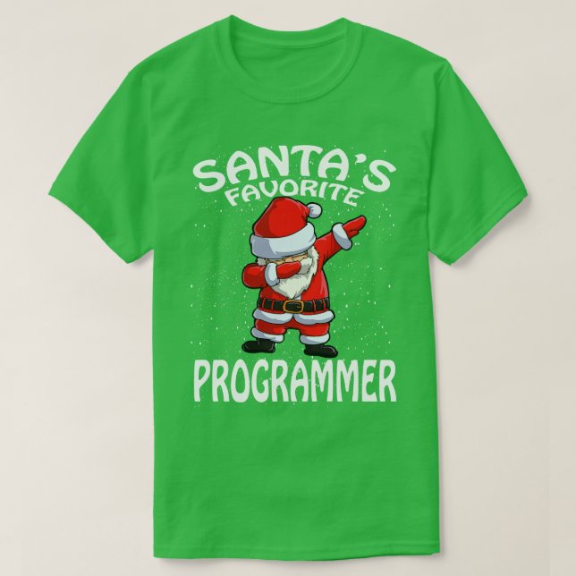 Santas Favourite Programmer Christmas T-Shirt (Design Front)