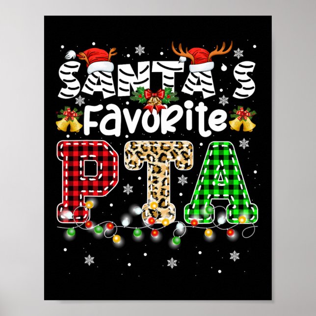 Santa's Favourite PTA Christmas Physical Therapist Poster (Front)