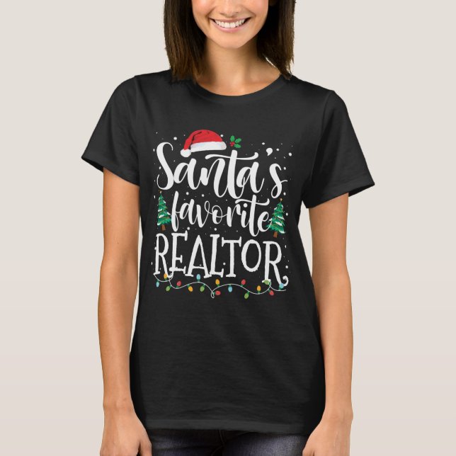 Santa's Favourite Realtor Christmas Santa Hat Ligh T-Shirt (Front)