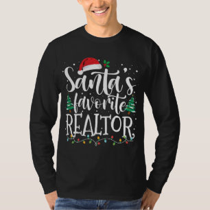 Santa's Favourite Realtor Christmas Santa Hat Ligh T-Shirt