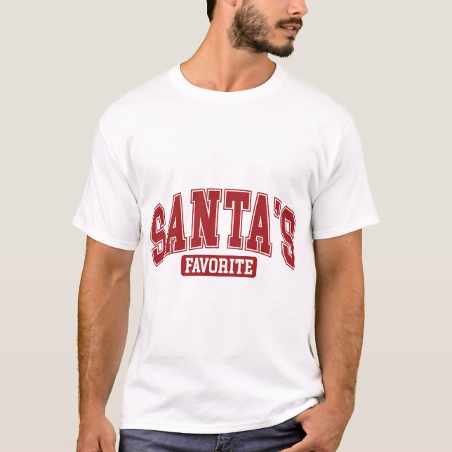 Santa's Favourite Retro Christmas Typography Desig T-Shirt (Front)