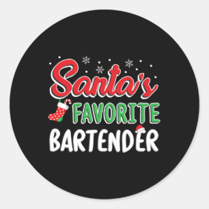 Santa's Favourite Rtender T Shirt Cute Xmas Party Classic Round Sticker