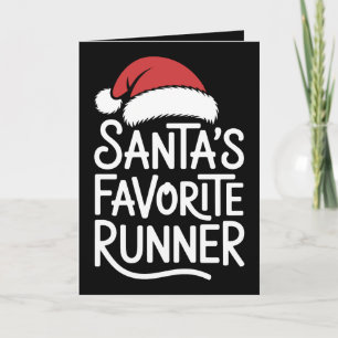 Santa's Favourite Runner Christmas Santa Hat Xmas Card