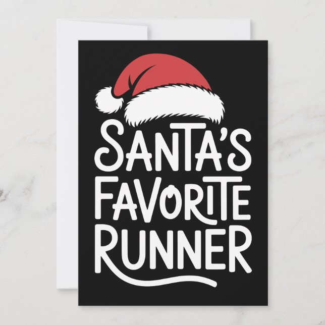 Santa's Favourite Runner Christmas Santa Hat Xmas Invitation (Front)