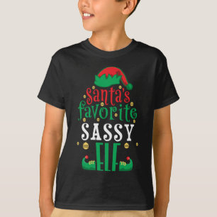 Santa's Favourite Sassy Elf Christmas Matching T-Shirt