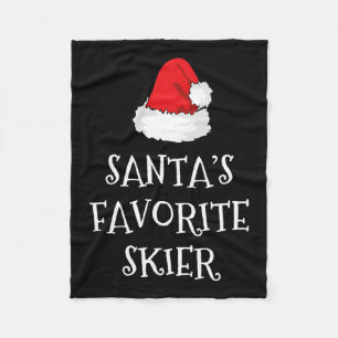 Santa's Favourite Skier Christmas Hat Funny Xmas S Fleece Blanket