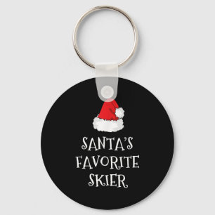Santas Favourite Skier Christmas Hat Funny Xmas Sk Key Ring