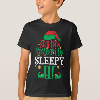 Santa's Favourite Sleepy Elf Christmas Matching T-Shirt