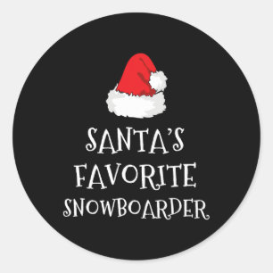Santa's Favourite Snowboarder Christmas Xmas Hat S Classic Round Sticker