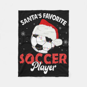 Santa's Favourite Soccer Player Christmas Pyjamas Fleece Blanket