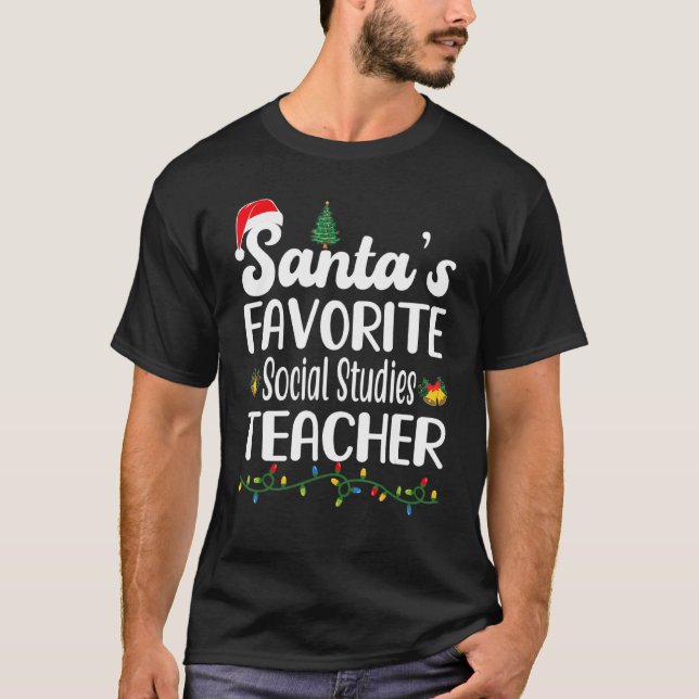 Santa's Favourite Social Studies Teacher Christmas T-Shirt (Front)