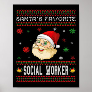 Santa's Favourite Social Worker Christmas Party Poster