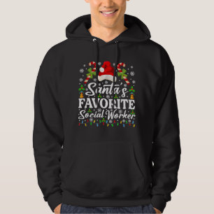 Santas Favourite Social Worker Funny Christmas Paj Hoodie
