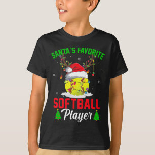 Santa's Favourite Softball Player Christmas Pajama T-Shirt
